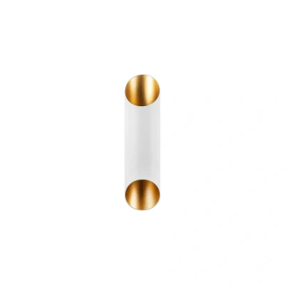 Abbildung von Wandleuchte 2 Glühbirnen Rumble 30cm Metall Weiß und Gold Menzzo