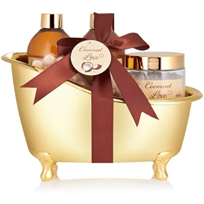 Abbildung von BRUBAKER Cosmetics Coconut Love Badeset mit Wanne goldfarben 6 teilig