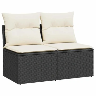 Abbildung von vidaXL Gartenlounge Set 2 tlg. Garten Sofagarnitur mit Kissen Schwarz Poly Rattan, (1 tlg)