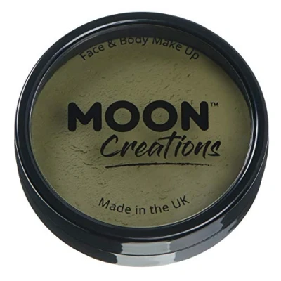 Abbildung von Moon Creations Pro Gesichts und Körper Make up, professionelle Farbfarben Kuchentöpfe für Gesichtsfarbe, Kostüme, Feste, Halloween Kinder, Erwachsene (Armeegrün, 36 g)