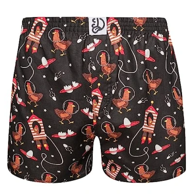 Abbildung von Dedoles Boxershorts Herren &amp; Jungen Unterwäsche Trunks Baumwolle lustige Designs Dinosaurier Hamster Spiele Maulwurf Geschenk, Farbe Schwarz, Motiv Astronautenhuhn Boxershorts, Gr. 2XL