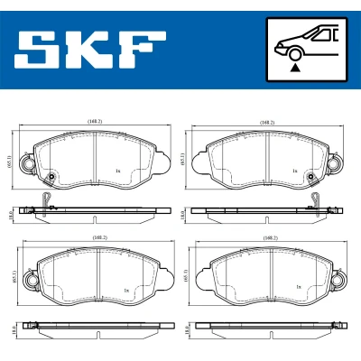 Abbildung von SKF VKBP 80489 A Bremsbelagsatz mit akustischer Verschleißwarnung FORD: Transit Mk5 Kastenwagen, Bus, Pritsche/Fahrgestell