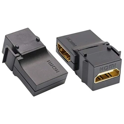 Abbildung von AAOTOKK 90 Grad HDMI Adapter Vergoldeter Keystone Weiblich auf für Full HD 1080p,3D Koppleradapter Schnallenmontage Wandplatte Steckdose Panel (Schwarz/2 Stücke)