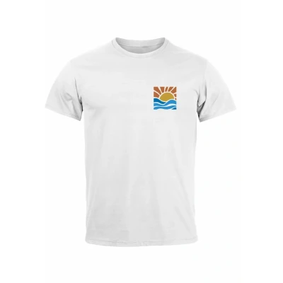 Abbildung von Neverless LOGO Print Sommer Sonne Welle Strand Beach Style Tshirt print, Herren, Größe: XS, Weiß