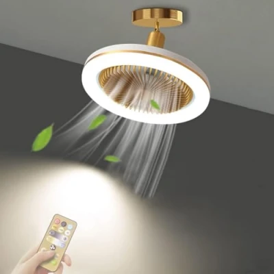 Abbildung von WRMING Klein Leise Deckenventilator mit LED Licht und Fernbedienung E27 Deckenlampe Ventilator, 30W Dimmbar Lampe ventilator für Schlafzimmer Bad Loft, Timer
