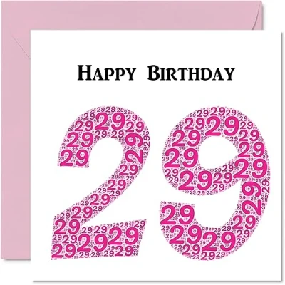 Abbildung von lustige Geburtstagskarte zum 29. Geburtstag für Frau Shapecloud Happy Birthday Karte Sohn, Tochter, Bruder, Schwester, Onkel, Tante, Nichte, Neffe, Cousin, 145 mm x Grußkarten,