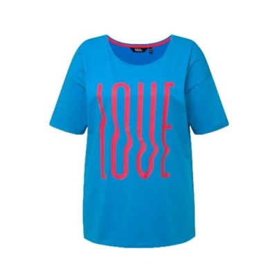 Abbildung von Ulla Popken LOVE Short Sleeve Graphic Tshirt print, Damen, Größe: 58/60, Sapphire blue