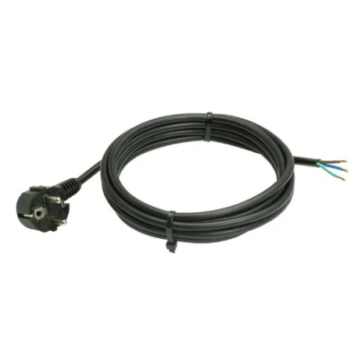 Abbildung von as Schwabe Anschlussleitung 10 m H05VV F 3G1,0 Verbindungskabel, Schutzkontaktwinkelstecker mit Leitung, Anschlusskabel 30mm abgemantelt Aderendhülsen, Stromkabel 230V, 10A, IP20, Schwarz, 70802