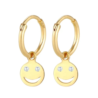 Abbildung von Elli Emoji Smile Ohrringe goldcoloured, Damen, Größe: One Size, Gold coloured
