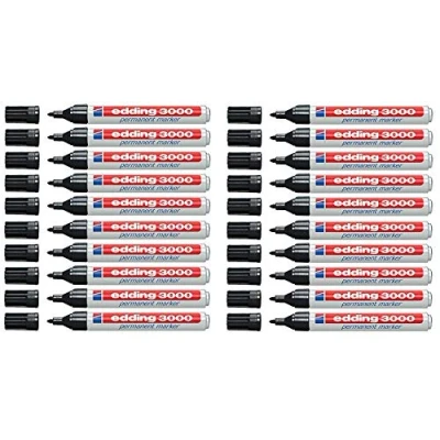 Abbildung von edding 3000 Permanentmarker, 1,5 3 mm, Nachfüllbar (20er Pack, Schwarz)