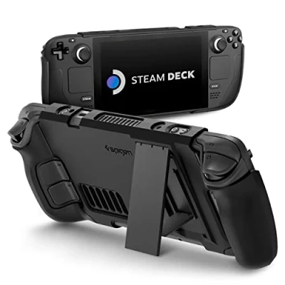 Abbildung von Spigen Thin Fit Pro Hülle mit Ständer Entwickelt für Steam Deck LCD (2022) / OLED (2023) Schwarz