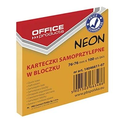 Abbildung von OFFICE PRODUCTS 14046611 07 Haftnotiz 76 X mm, 1 100 Blatt, Neon/orangefarbig