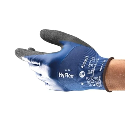 Abbildung von Ansell HyFlex 11 925 Ölabweisenden Arbeitshandschuhe, Rutschfeste Nitril Beschichtung, Wasserdichte Schutzhandschuhe für Industrie und Mechanik, Dünne Montagehandschuhe, Blau, Größe XL (1 Paar)