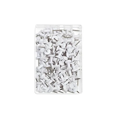Abbildung von Wedo 54200 Pinnadeln Diabolo Form, Länge 2,3 cm, Kopfdurchmesser 9 mm, Nadellänge 1,1 100 Stück in Klarsichtdose, weiß