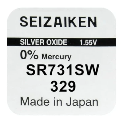 Abbildung von Uhrenbatterie Seizaiken 329 SR731SW, 1,55 V, Silberoxid, Made in Japan, 1,5 V