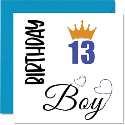 Abbildung von Geburtstagskarte zum 13. Geburtstag für Jungen Happy Karten 13 Jahre alten Teenager Sohn Bruder Enkel Cousin Freund Neffe 145 mm dreizehnter Grußkarten Geschenk