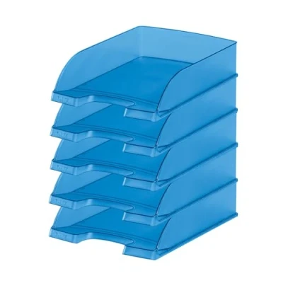 Abbildung von Leitz Briefkorb Standard A4, 5er Pack, Briefablage in Premium Qualität, Stapelbare Ablagefächer als Schreibtisch Organizer, Kombinierbar mit Plus Serie, Blau Frost, 52270034