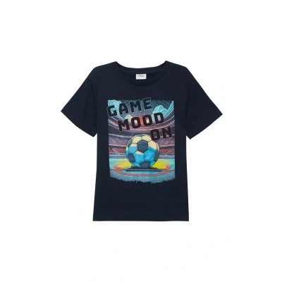 Abbildung von T Shirt aus Baumwolle mit Frontprint Navy 116/122