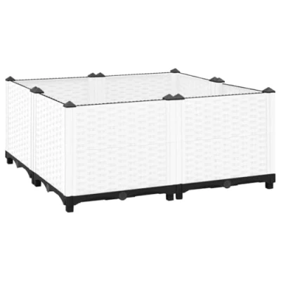 Abbildung von vidaXL Hochbeet, Kräuterbeet Gemüsebeet zum Selber Bauen, Blumenkasten im Rattan Look, Pflanzkasten für Garten Terrasse Balkon, Polypropylen