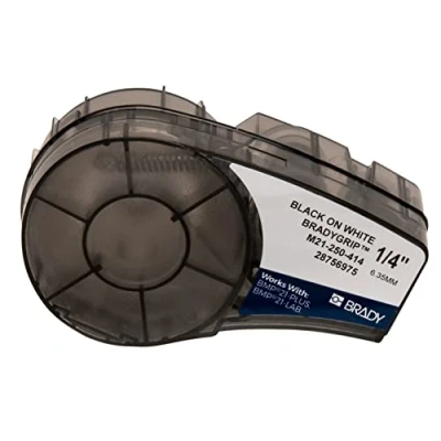 Abbildung von Brady (M21 250 414) BradyGrip bedruckbares Klettband für BMP21 PLUS; LAB; 6.35 mm x 3.048 m Schwarz auf Weiß