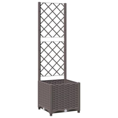 Abbildung von vidaXL Pflanzkübel mit Rankgitter Blumenkübel Pflanzkasten Blumentopf Blumenkasten Rankhilfe Spalier Gartenspalier Braun 40x40x136cm PP