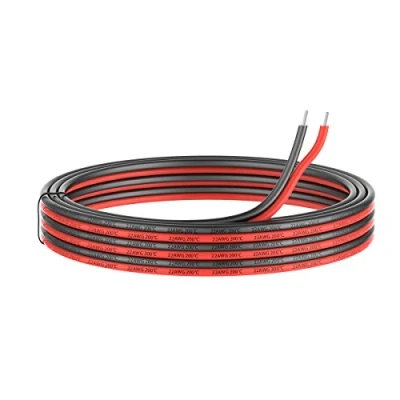 Abbildung von 0.32mm² 22 AWG Silikon Elektrischer Draht Kabel anschließen 20 Meter [10 schwarz und 10 rot] Weich flexibel aus verzinntem Kupferdraht Hohe Temperaturbeständigkeit 200 Celsius 600V