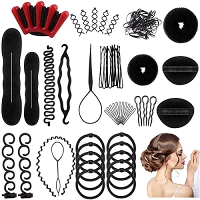 Abbildung von Haare Frisuren Hilfe set 25 Pcs,Haar Zubehör Styling set,Hair Accessories Kit Haar Werkzeug, Mädchen Magic flechthilfe Clip Pads Schaum frisur zubehoer für DIY…
