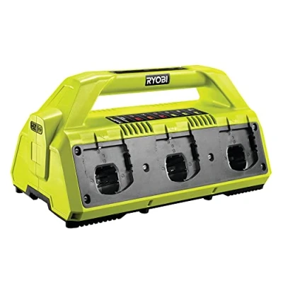 Abbildung von RYOBI 18 V ONE+ Akku Ladegerät RC18627 (platzsparende Ladestation für bis zu 6 Akku, Lithium Akkus, Ladestrom von 2,7 A, ohne Akkus)