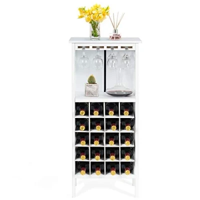 Abbildung von COSTWAY Weinschrank, Flaschenregal für 20 Flaschen, Weinregal, Weinständer, Gläserregal Küche, Bar (Weiß)…