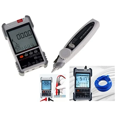 Abbildung von KALEA INFORMATIQUE Professioneller Digitaler LCD Netzwerktester RJ45 RJ11 und Multimeter: Mapping, Durchgängigkeit, Länge, POE, Spannung, Ortung, Fackel, Spannung Strom AC DC, Temperatur, Dioden.
