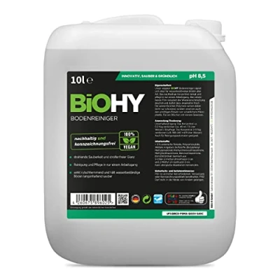 Abbildung von BiOHY Bodenreiniger (10 Liter Kanister) Konzentrat für alle Reinigungsgeräte und Hartböden angenehmer Geruch streifenfreie Reinigung ideal Laminat, PVC &amp; Stein