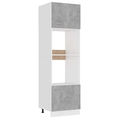 Abbildung von vidaXL Mikrowellenumbauschrank Küchenschrank Küche Hochschrank Küchenmöbel Küchenzeile für Backofen Mikrowelle Betongrau 60x57x207cm Holzwerkstoff
