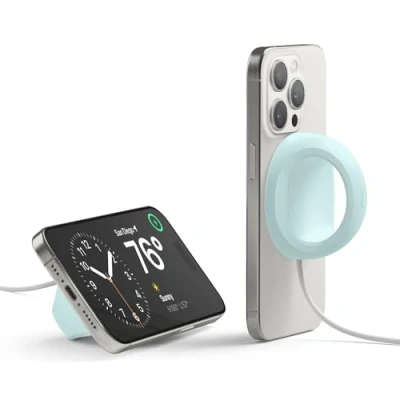 Abbildung von elago Griff Ständer Kompatibel mit MagSafe Ladegerät, Silikon iPhone 16, 15, 14, 13, 12 Serie [Ladekabel Nicht im Lieferumfang enthalten] (Mint)