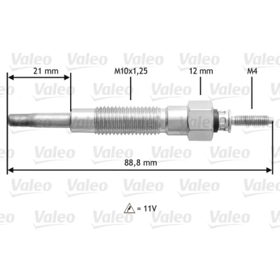 Abbildung von VALEO 345213 Glühkerze 11V M10X1,25 MITSUBISHI: PAJERO 2