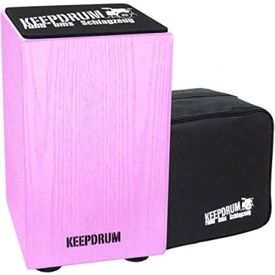 Abbildung von keepdrum DC1M PK Junior Cajon für Kinder Trommel Hocker in Pink Rosa + Tasche +Sitz Pad