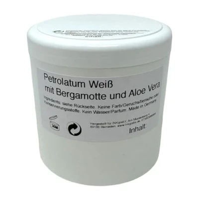 Abbildung von Tattoo Schmiermittel (Petrolatum/Vaselinum) mit Bergamotte und Aloe Vera 1kg NEU! Bergamotte, Hamamelis aus Deutschland natürlichen Inhaltsstoffen PROFI STUDIO