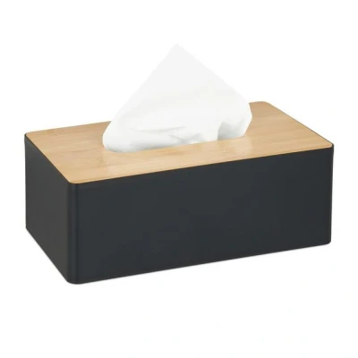 Abbildung von relaxdays Papiertuchbox Schwarze Tücherbox mit Bambusdeckel