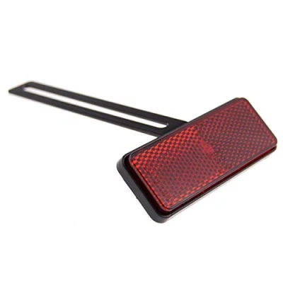 Abbildung von Reflektor Motorrad hinten rot 89x35mm mit T Halter Rückstrahler Katzenauge Roller Quad E geprüft