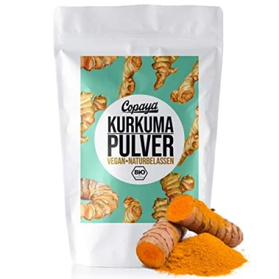 Abbildung von Copaya Bio Kurkuma Pulver aus Indien, für Goldene Milch, Gewürz &amp; zum Kochen, Kurkumawurzel gemahlen 1000g