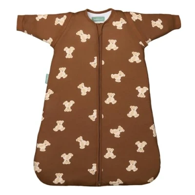 Abbildung von molis&amp;co Baby Schlafsack Neugeborene Abnehmbare Ärmel Babyschlafsack 1 tog Leicht gepolstert 100% Baumwolle (Oeko TEX 100), Premium Qualität Teddy Mocca (0 6 Monate)