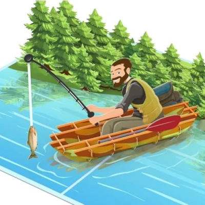 Abbildung von MOKIO® Pop Up Karte Angeln 3D Geburtstagskarte für Angler, Angelschein oder Angelurlaub, Grußkarte zum Geburtstag
