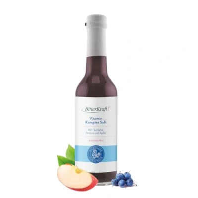 Abbildung von Bitterkraft! Bio Vitamin Saft mit Bitterkräutern nach Hildegard von Bingen 350ml Natürliche Vitalstoffe alkoholfrei (350ml, Schlehe, Aronia &amp; Apfel)