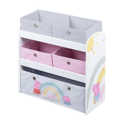 Abbildung von roba® Kinderregal Peppa Pig, weiß, inklusive 5 Stoffboxen in 2 Größen