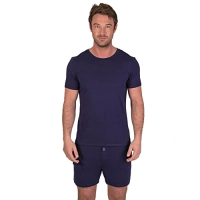 Abbildung von Light &amp; Shade Pyjama Set mit Oberteil und kurzer Hose für Herren, Marine, M