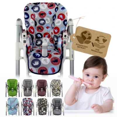 Abbildung von BAMBINIWELT Ersatzbezug Sitzkissen Bezug kompatibel mit Peg Perego Prima Pappa Diner (marine Elefanten)