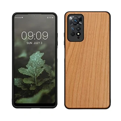 Abbildung von kwmobile Hülle kompatibel mit Xiaomi Redmi Note 11 Pro/Note Pro (5G) / 12 (4G) Holz Case stoßfestes Handy Cover TPU Handyhülle in Braun