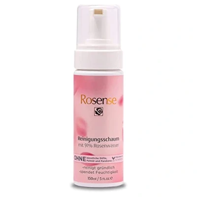 Abbildung von Rosense Reinigungsschaum feuchtigkeitsspendende Gesichtsreinigung mit 91% natürlichem Rosenwasser vegan 150 ml