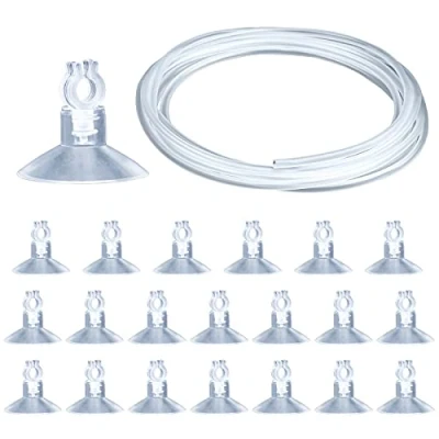 Abbildung von HC 20 Stück Aquarium Saugnapf und 4 m Luftschlauch, Schlauchhalter für 4mm Airline Clips Luftschlauch Gaslieferung