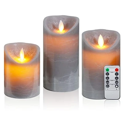 Abbildung von CCLIFE LED Kerzen Echtwachs 3er Set mit Fernbedienung Timer Funktion flammenlose Batteriebetrieb
