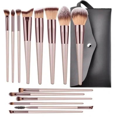 Abbildung von 14 Stück Make Up Pinsel Set, Professionelles Pinselset Makeup für Augen und Gesicht, Foundation Brush mit storage bag Lidschatten Pinselset，Foundation Concealer Rouge